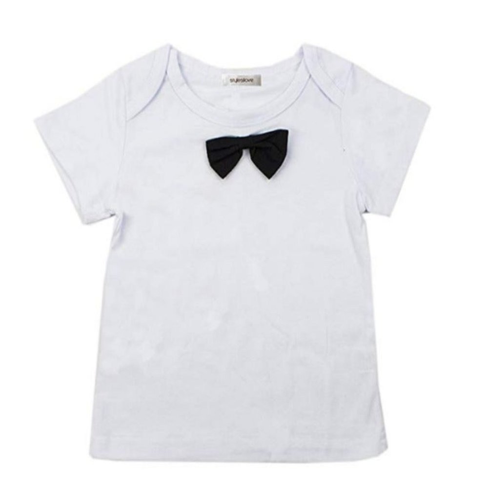 Toddler Boy 3D Bowtie Tee, Jeans & Suspenders 3pcs Outfit - Picture 2 of 4